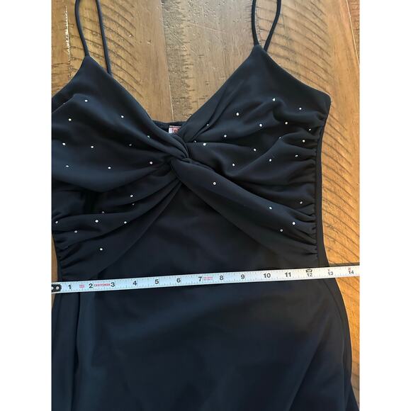 Lipstick Black Beaded Maxi Dress S Spaghetti Straps Y2K Formal Gown Whimsygoth - Picture 6 of 10